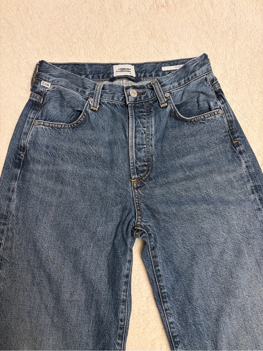 Citizens of Humanity Women Jeans 25 Blue Denim Anina Dark Button Fly Wide Leg - Picture 5 of 16